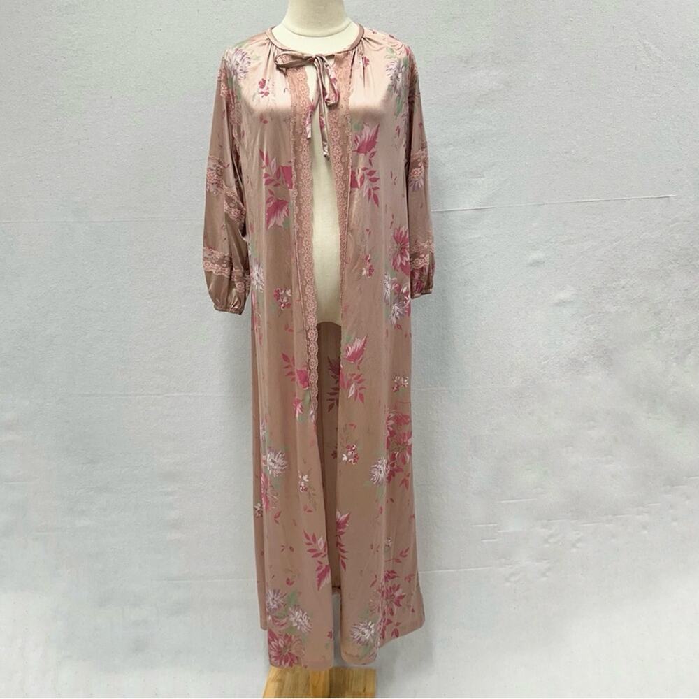 Vintage 60s Nise Stevens Floral‎ Maxi Cape Style Dressing Gown Robe Size Small